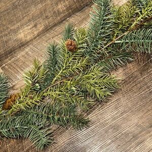 Faux Two Tone Green Pine Garland with Pinecones
